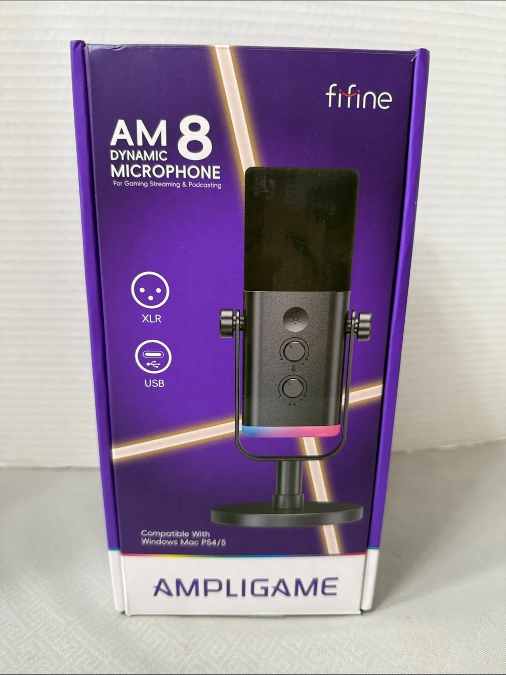 Fifine AM8 Dynamic Microphone XLR/USB Podcast Gaming Streaming Desktop Stand